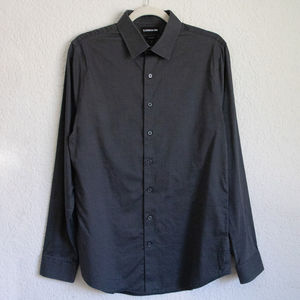 EXPRESS 1MX Extra Slim Stretch Micro Textured Gray Dress Shirt Size Medium